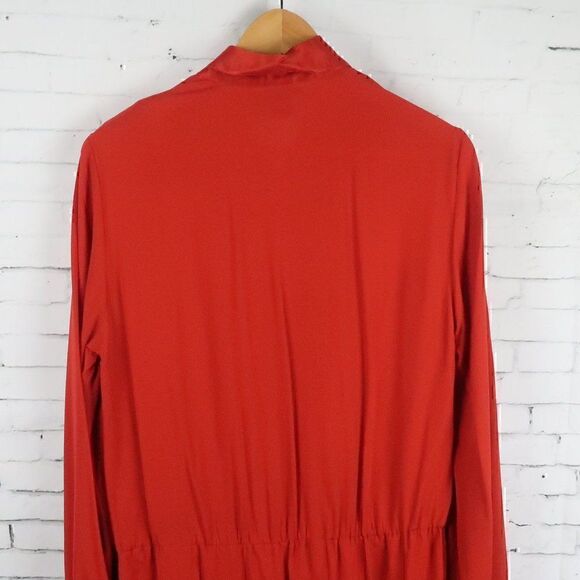 EPISODE BY CAROLYN WIGHT FREEMAN VINTAGE 90'S RED SILK LONG SLEEVE MIDI DRESS - Picture 12 of 14